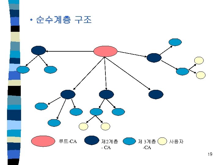  • 순수계층 구조 루트-CA 제 2계층 - CA 제 3계층 -CA 사용자 19