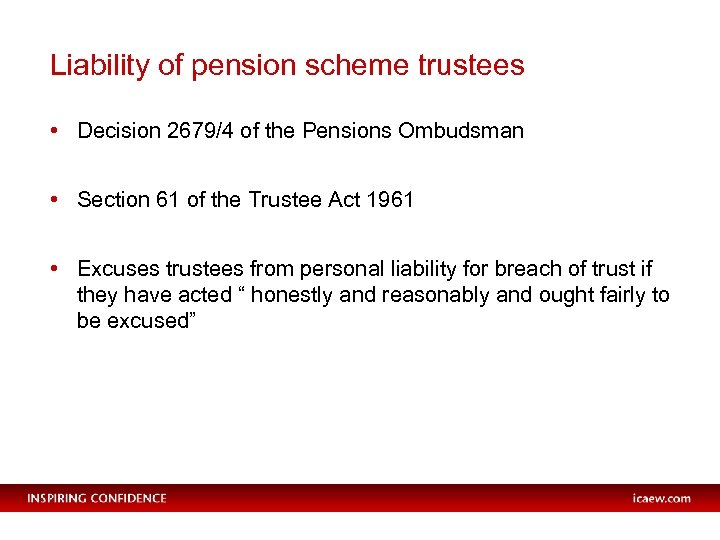 Liability of pension scheme trustees • Decision 2679/4 of the Pensions Ombudsman • Section