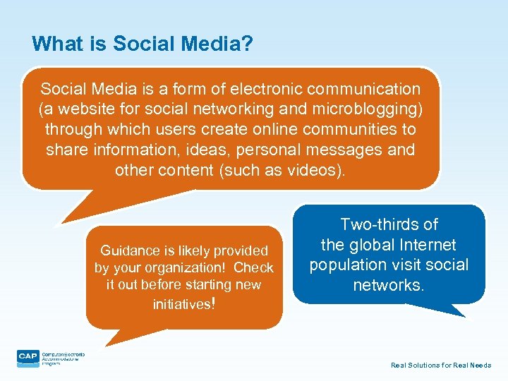 What is Social Media? Social Media is a form of electronic communication (a website