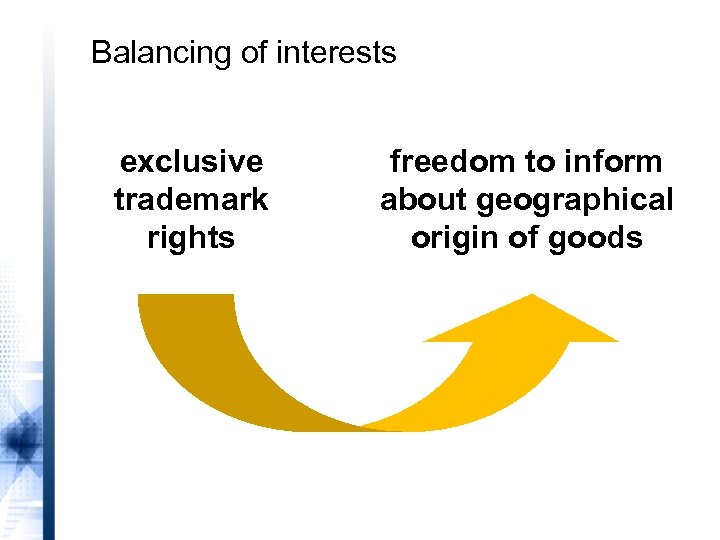 Balancing of interests exclusive trademark rights freedom to inform about geographical origin of goods