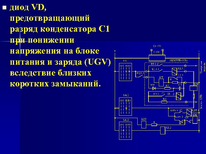 n диод VD, предотвращающий разряд конденсатора С 1 при понижении напряжения на блоке питания