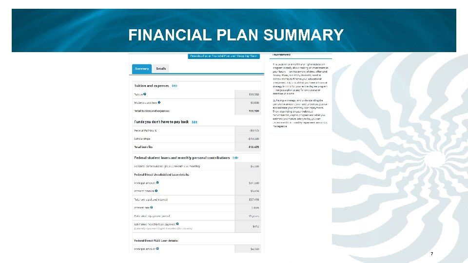 FINANCIAL PLAN SUMMARY 7 