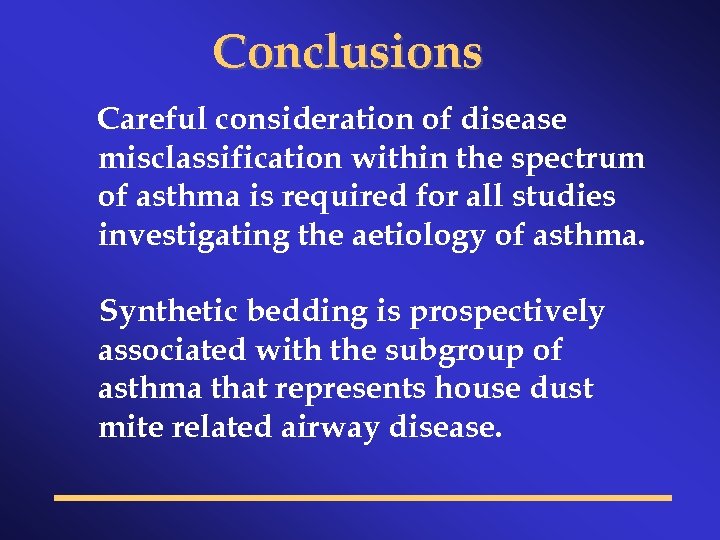 Conclusions Careful consideration of disease misclassification within the spectrum of asthma is required for