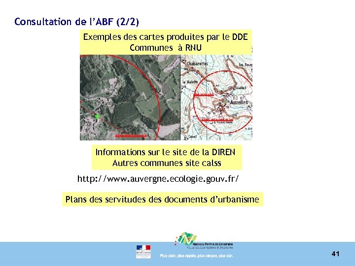 Consultation de l’ABF (2/2) Exemples des cartes produites par le DDE Communes à RNU