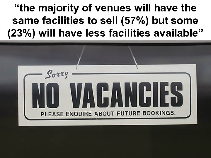 “the majority of venues will have the same facilities to sell (57%) but some