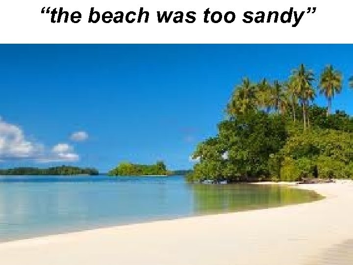 “the beach was too sandy” 
