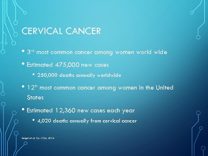 CERVICAL CANCER • 3 rd most common cancer among women world wide • Estimated