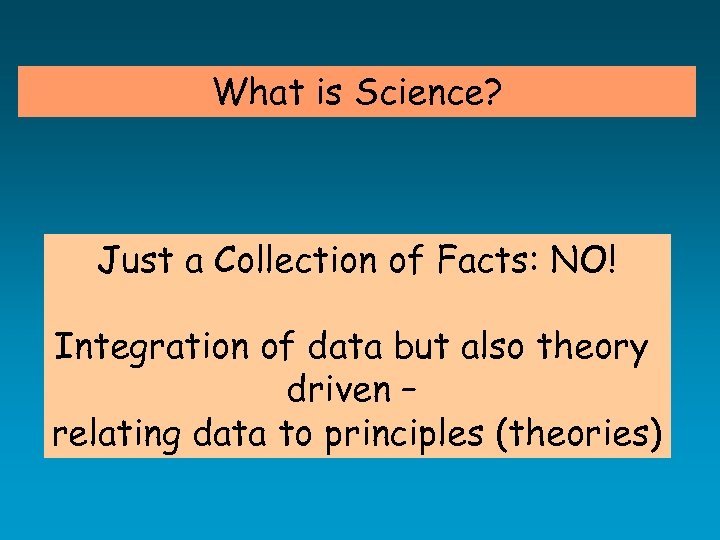 What is Science? Just a Collection of Facts: NO! Integration of data but also