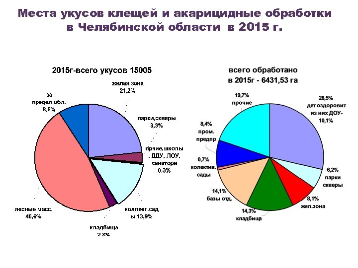 Места укусов клещей и акарицидные обработки в Челябинской области в 2015 г. 
