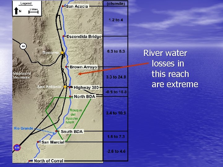 River water losses in this reach are extreme 