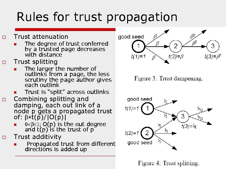 Rules for trust propagation o Trust attenuation n o Trust splitting n n o