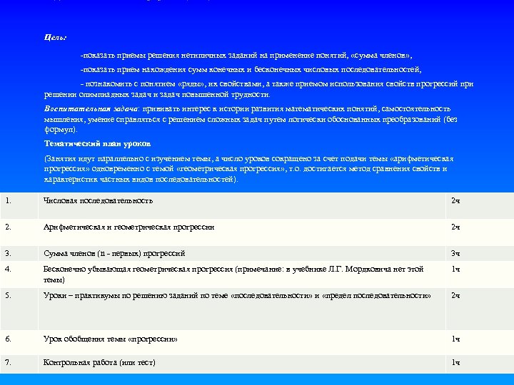 Цель: -показать приемы решения нетипичных заданий на применение понятий, «сумма членов» , -показать прием