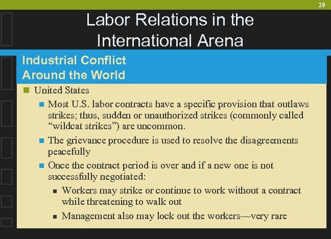 20 Labor Relations in the International Arena Industrial Conflict Around the World n United