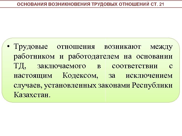 Основания возникновения и изменения трудовых отношений