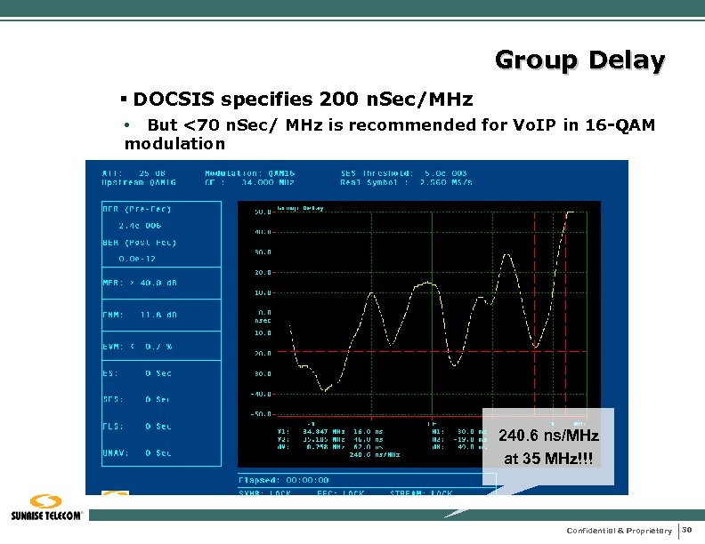 Group Delay § DOCSIS specifies 200 n. Sec/MHz • But <70 n. Sec/ MHz