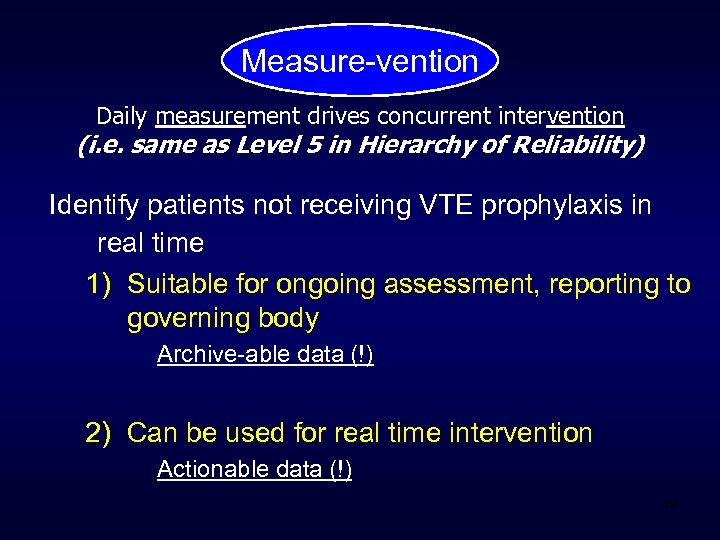 Measure-vention Daily measurement drives concurrent intervention (i. e. same as Level 5 in Hierarchy