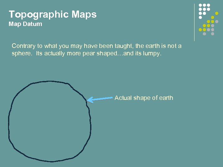 Topographic Maps Map Datum Contrary to what you may have been taught, the earth