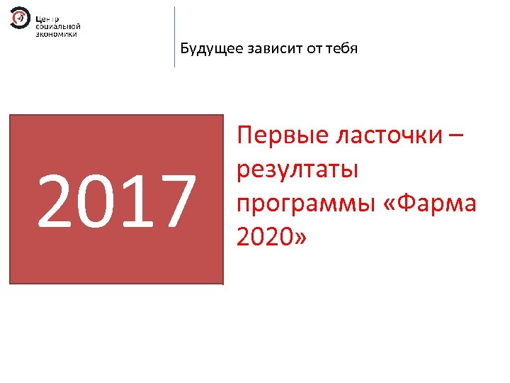 Будущее зависит от тебя 2017 Первые ласточки – резултаты программы «Фарма 2020» 