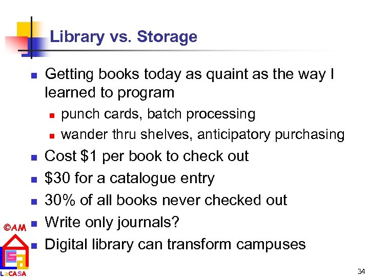 Library vs. Storage n Getting books today as quaint as the way I learned