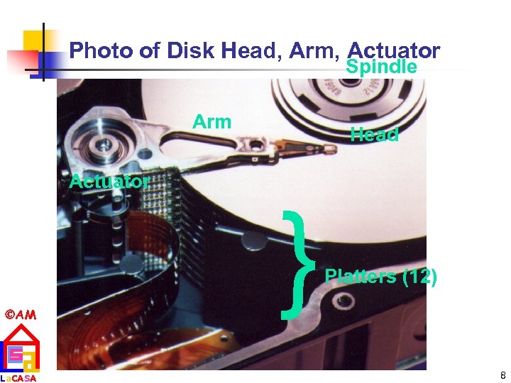 Photo of Disk Head, Arm, Actuator Spindle Arm Head Actuator La. CASA { AM