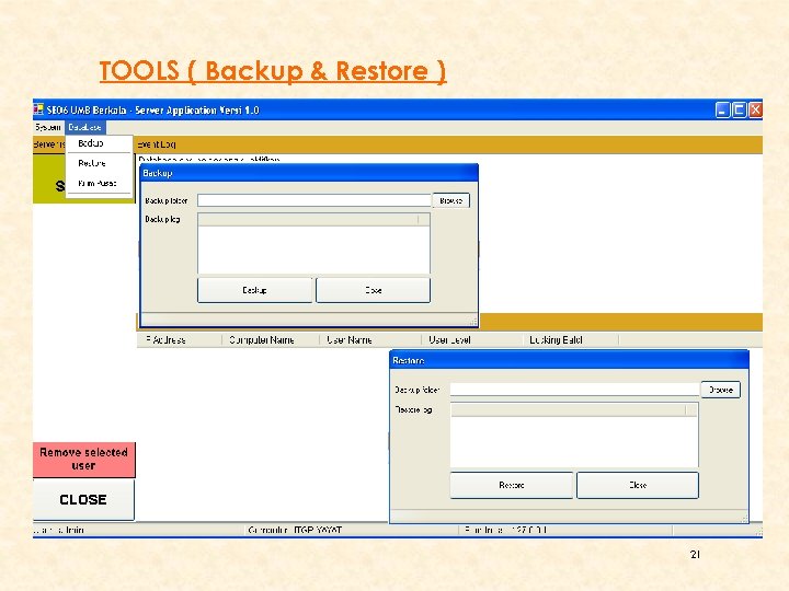 TOOLS ( Backup & Restore ) 21 