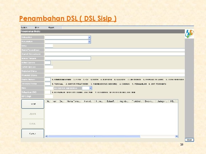 Penambahan DSL ( DSL Sisip ) 28 