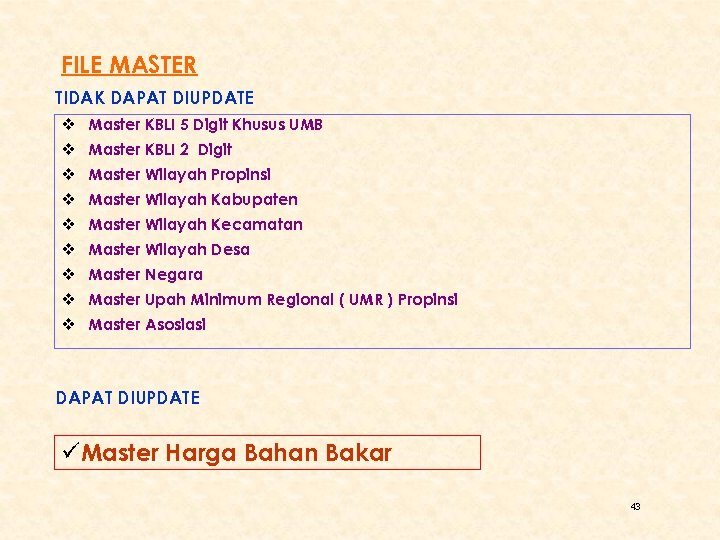 FILE MASTER TIDAK DAPAT DIUPDATE v Master KBLI 5 Digit Khusus UMB v Master
