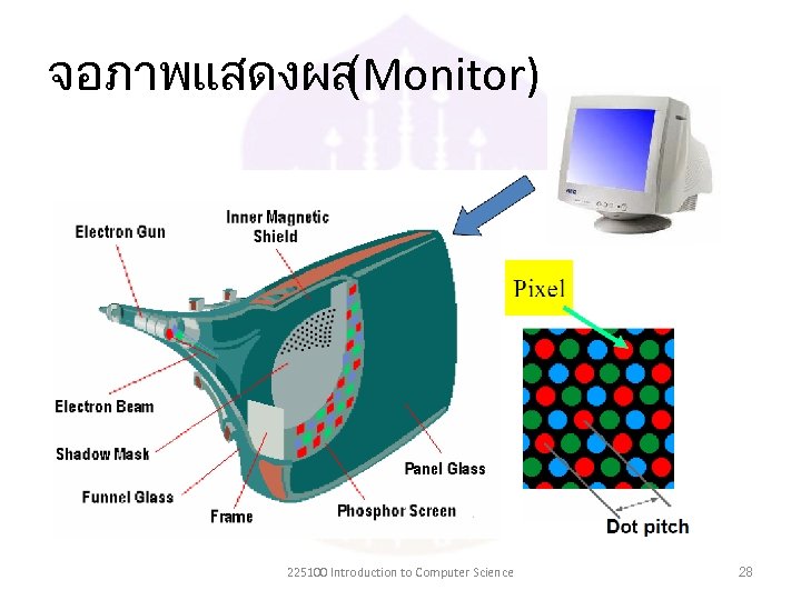 จอภาพแสดงผล (Monitor) 225100 Introduction to Computer Science 28 