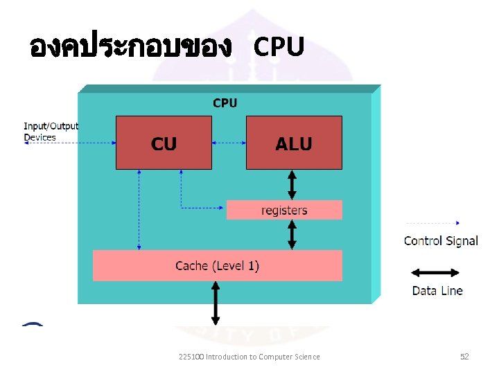 องคประกอบของ CPU 225100 Introduction to Computer Science 52 