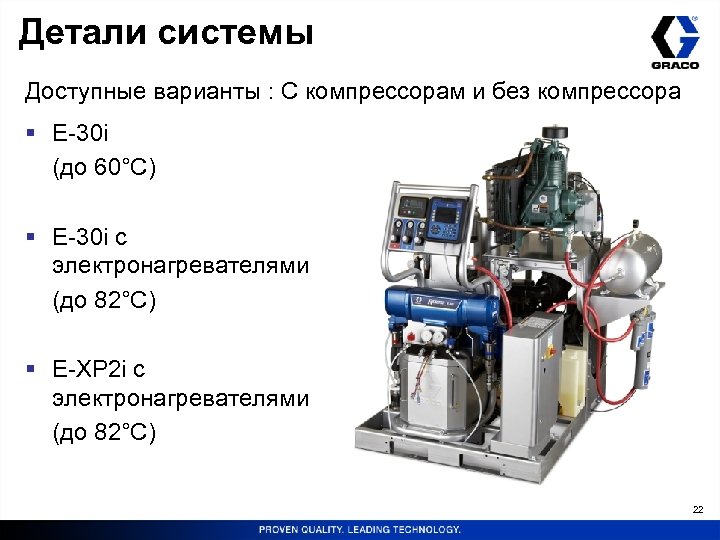 Детали системы Доступные варианты : С компрессорам и без компрессора § E-30 i (до