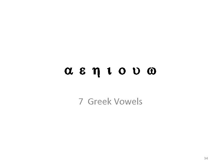 a e h i o u w 7 Greek Vowels 34 