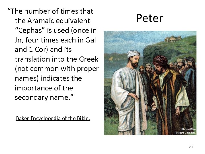 “The number of times that the Aramaic equivalent “Cephas” is used (once in Jn,