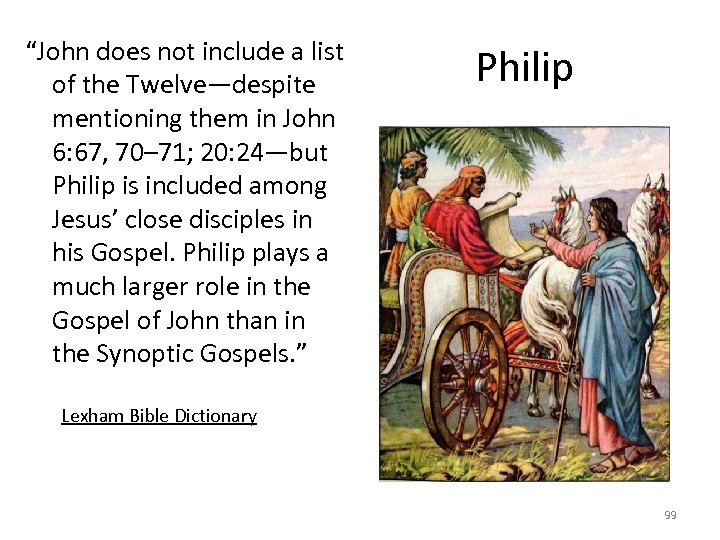 “John does not include a list of the Twelve—despite mentioning them in John 6: