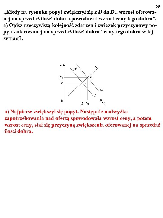 59 „Kiedy na rysunku popyt zwiększył się z D do D 1, wzrost oferowanej