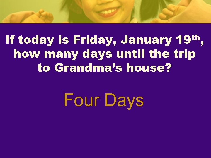 If today is Friday, January 19 th, how many days until the trip to