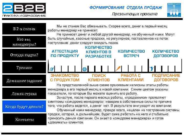 ФОРМИРОВАНИЕ ОТДЕЛА ПРОДАЖ Презентация проекта В 2 -х словах Кто вы, менеджеры? Мы не