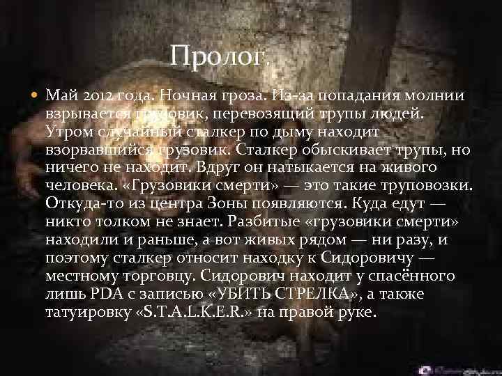 Пролог. Май 2012 года. Ночная гроза. Из-за попадания молнии взрывается грузовик, перевозящий трупы