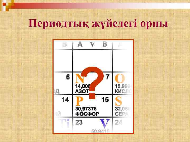 Периодтық жүйедегі орны ? 