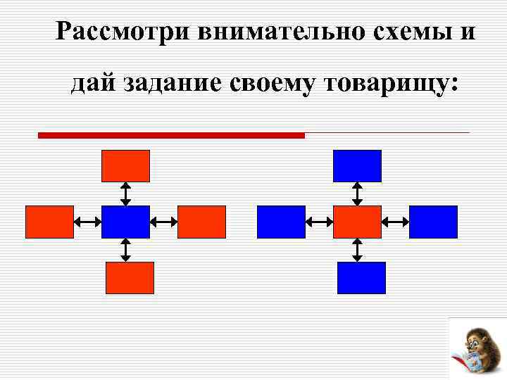 Рассмотри внимательно схемы и дай задание своему товарищу: 