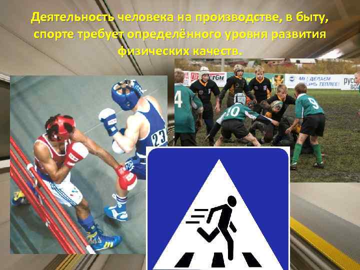 Деятельность человека на производстве, в быту, спорте требует определённого уровня развития физических качеств. 
