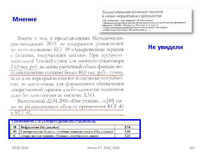 Мнение Не увидели 09. 02. 2018 Ильин А П ОМС, 2016 102 