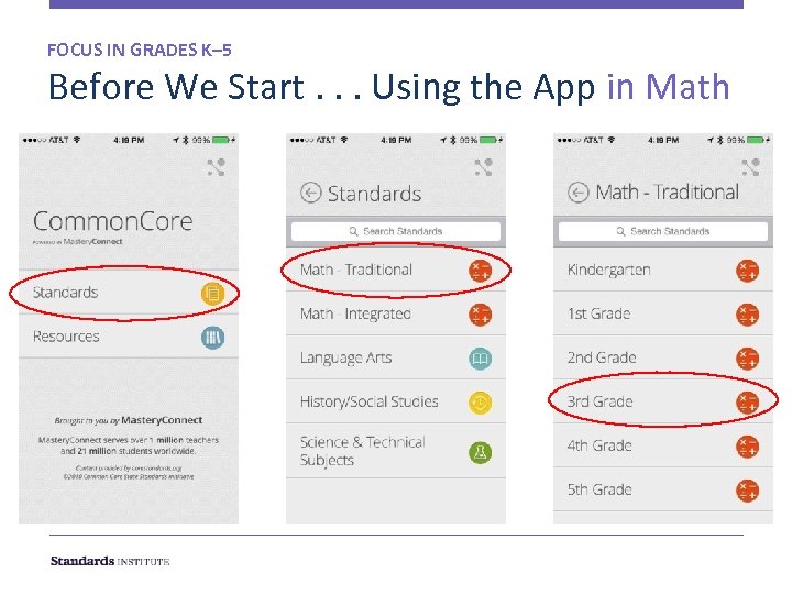 FOCUS IN GRADES K– 5 Before We Start. . . Using the App in