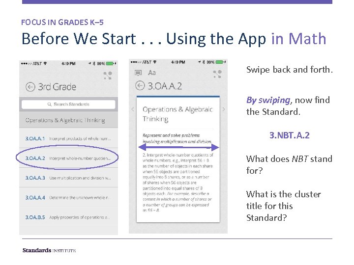 FOCUS IN GRADES K– 5 Before We Start. . . Using the App in