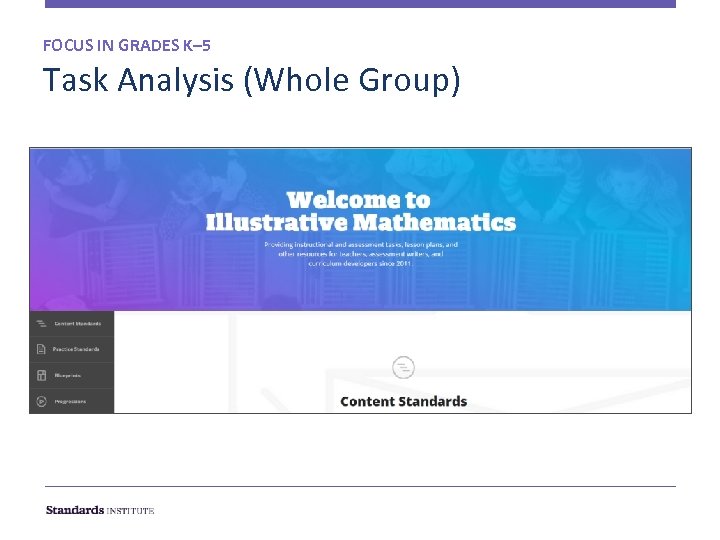 FOCUS IN GRADES K– 5 Task Analysis (Whole Group) 