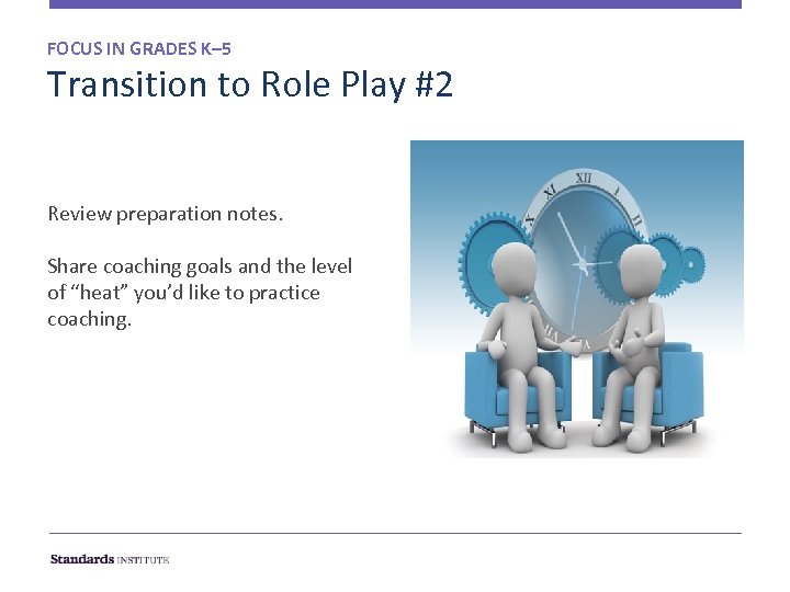 FOCUS IN GRADES K– 5 Transition to Role Play #2 Review preparation notes. Share
