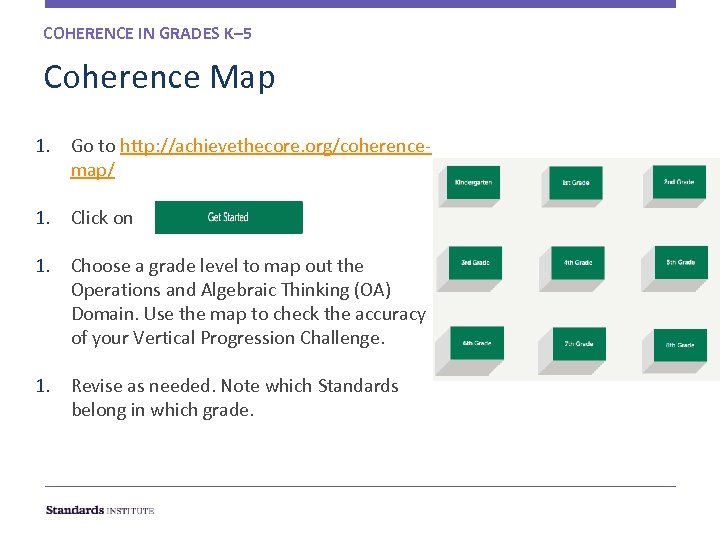 COHERENCE IN GRADES K– 5 Coherence Map 1. Go to http: //achievethecore. org/coherencemap/ 1.