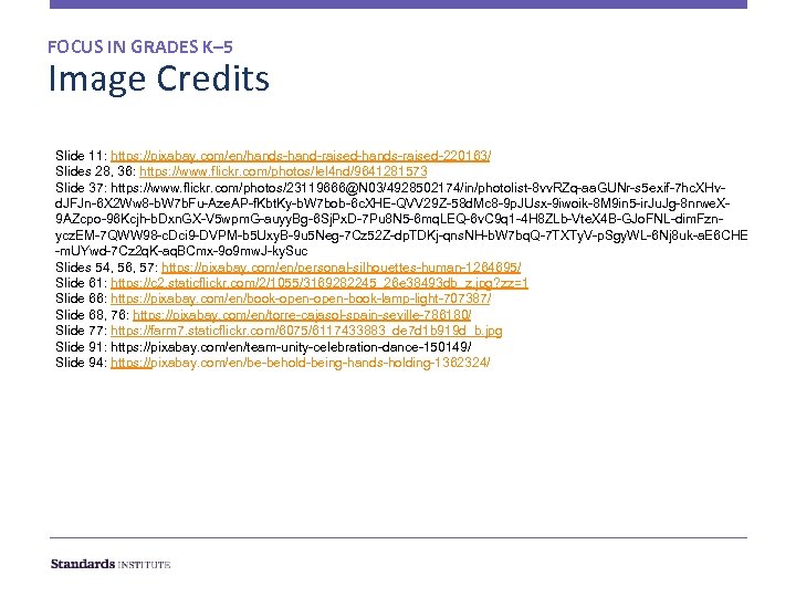 FOCUS IN GRADES K– 5 Image Credits Slide 11: https: //pixabay. com/en/hands-hand-raised-hands-raised-220163/ Slides 28,