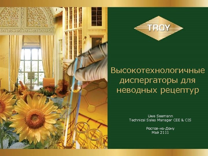 Высокотехнологичные диспергаторы для неводных рецептур Uwe Seemann Technical Sales Manager CEE & CIS Ростов-на-Дону