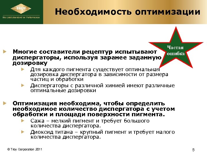 Необходимость оптимизации Многие составители рецептур испытывают диспергаторы, используя заранее заданную дозировку Частая ошибка Для