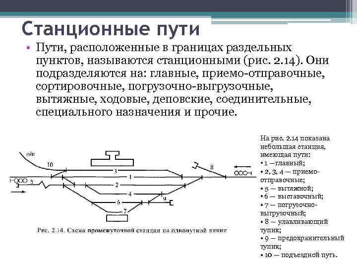 Станционные пути • Пути, расположенные в границах раздельных пунктов, называются станционными (рис. 2. 14).